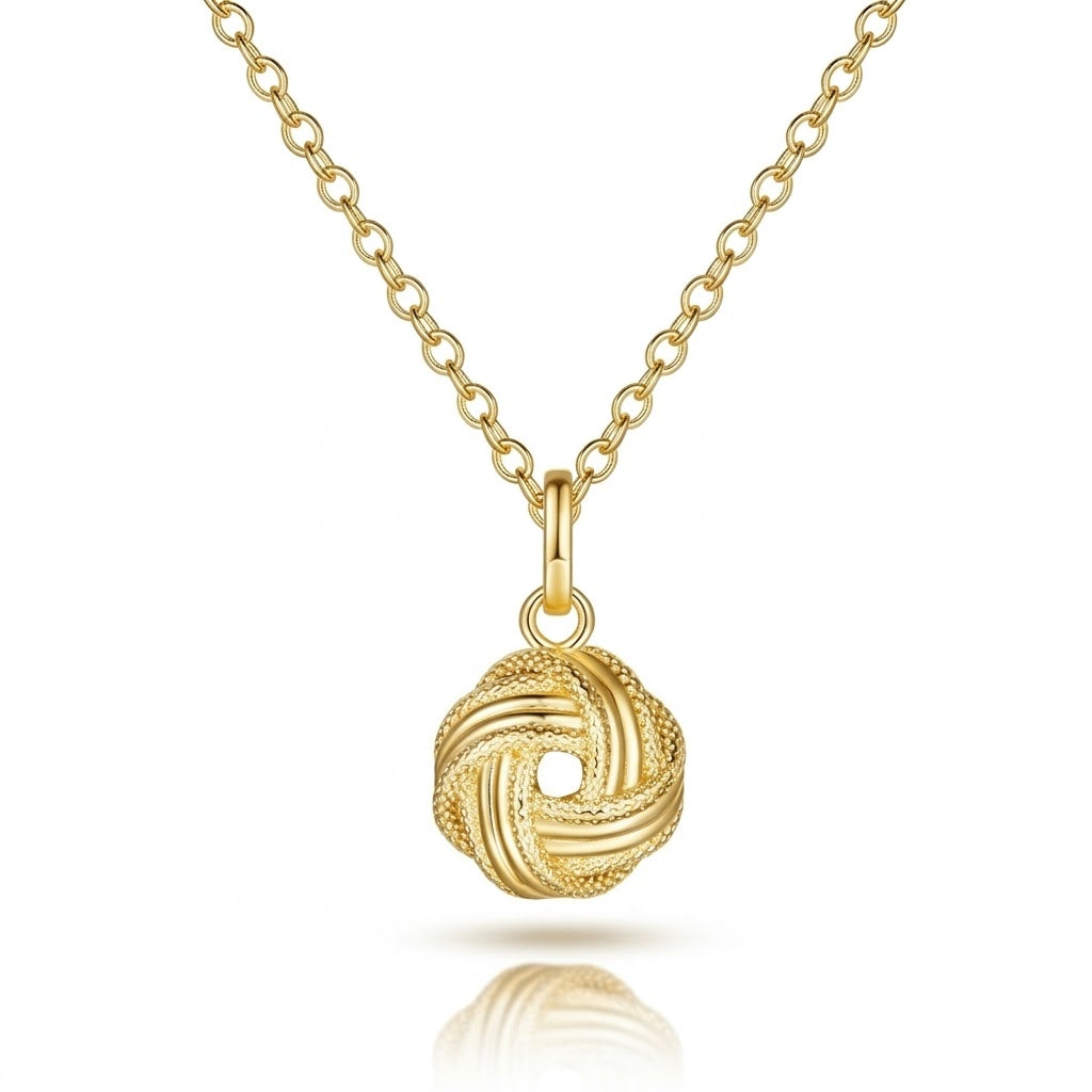 Textured Love Knot Pendant Necklace