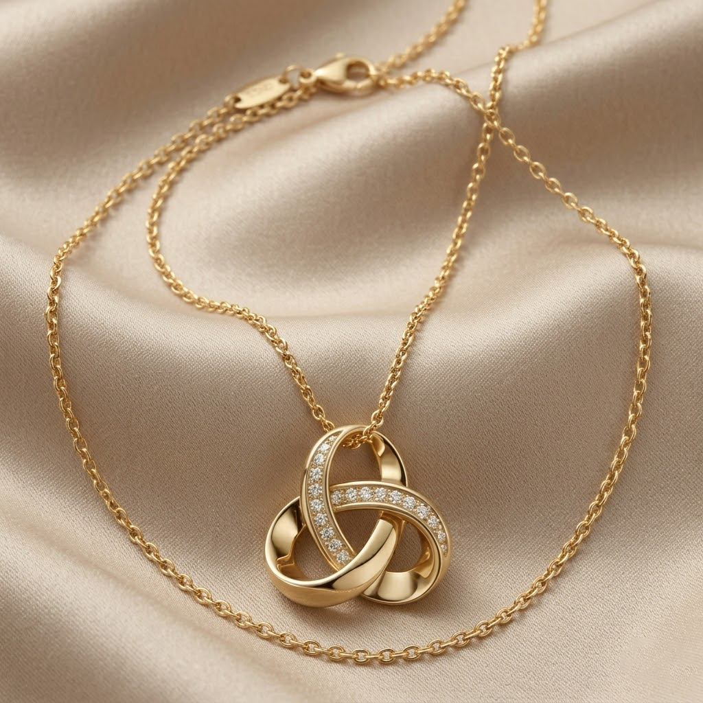 Interlocking Triple Loop Pendant Necklace
