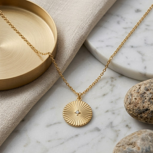 Starburst Medallion Solitaire Necklace