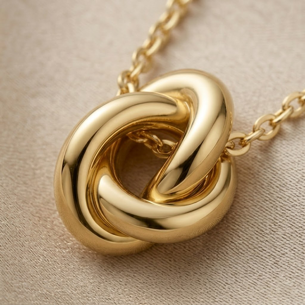 Minimalist Interlocking Double Ring Necklace