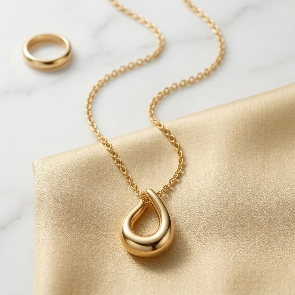 Sculptural Teardrop Pendant Necklace