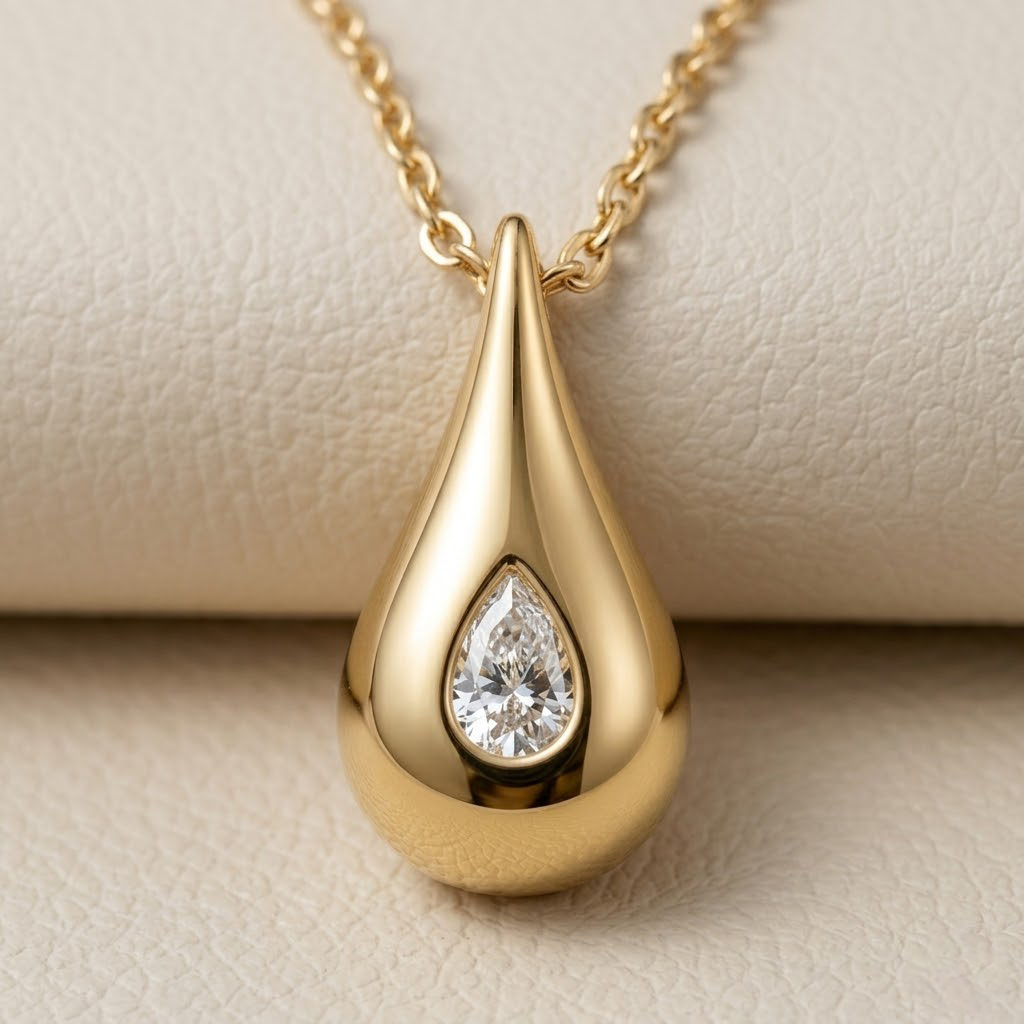 Radiant Teardrop Solitaire Pendant Necklace