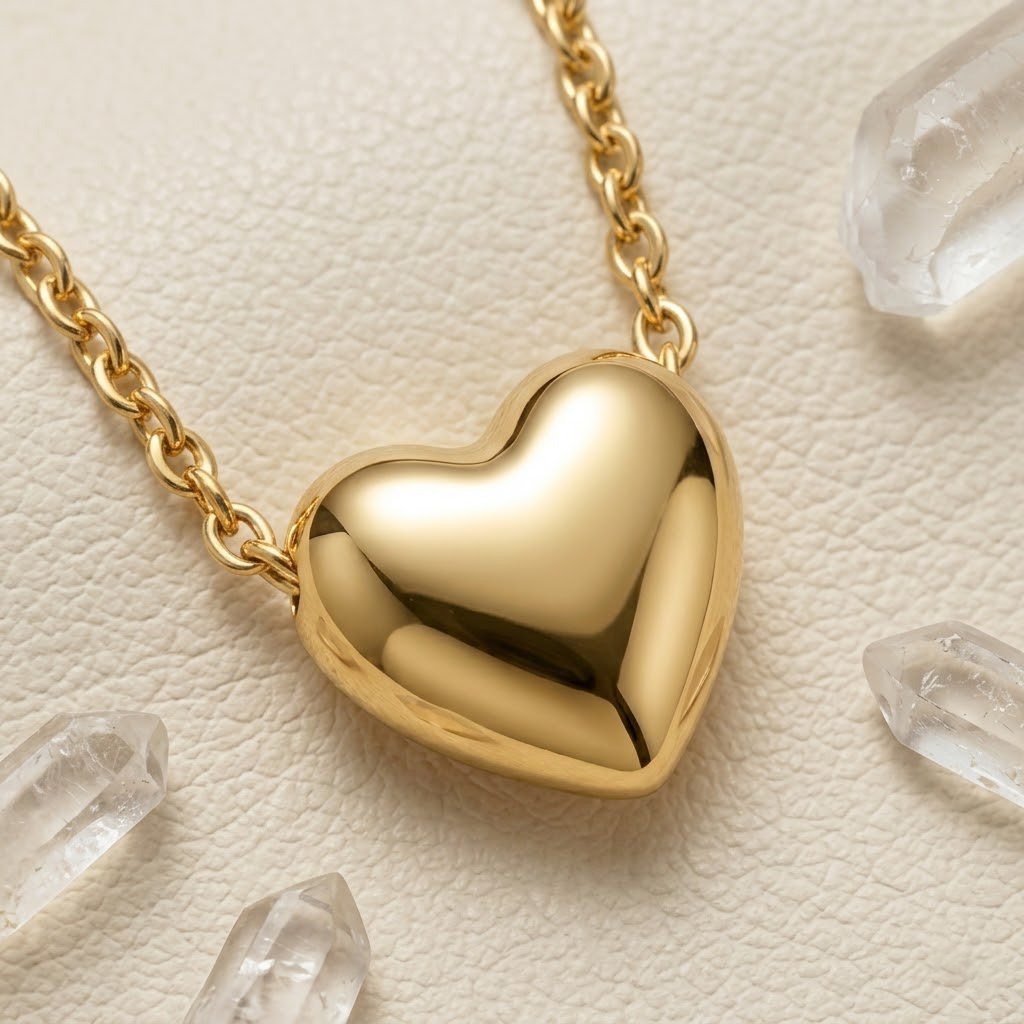 Gemini said Minimalist Puffed Heart Pendant Necklace