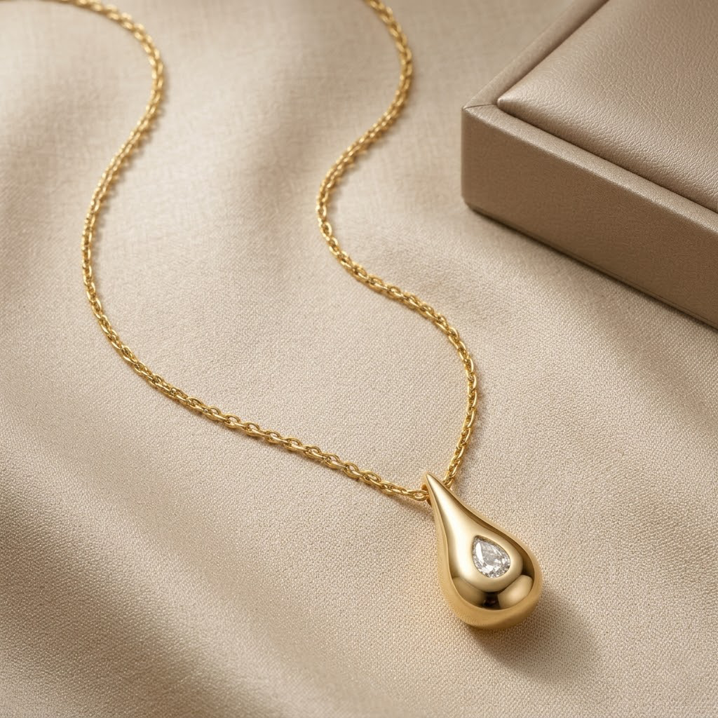 Radiant Teardrop Solitaire Pendant Necklace