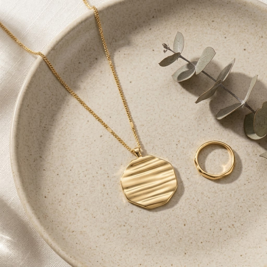 Rippled Octagon Medallion Necklace