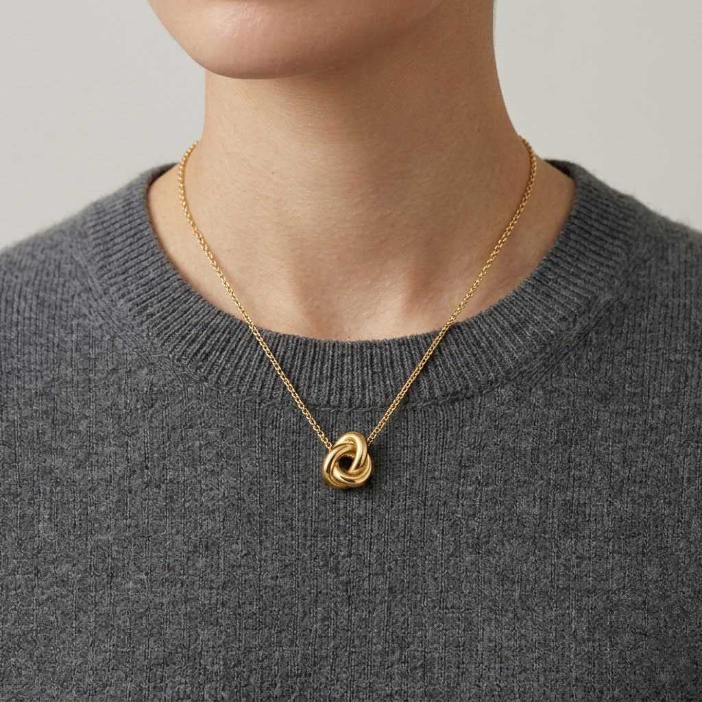 Minimalist Interlocking Double Ring Necklace