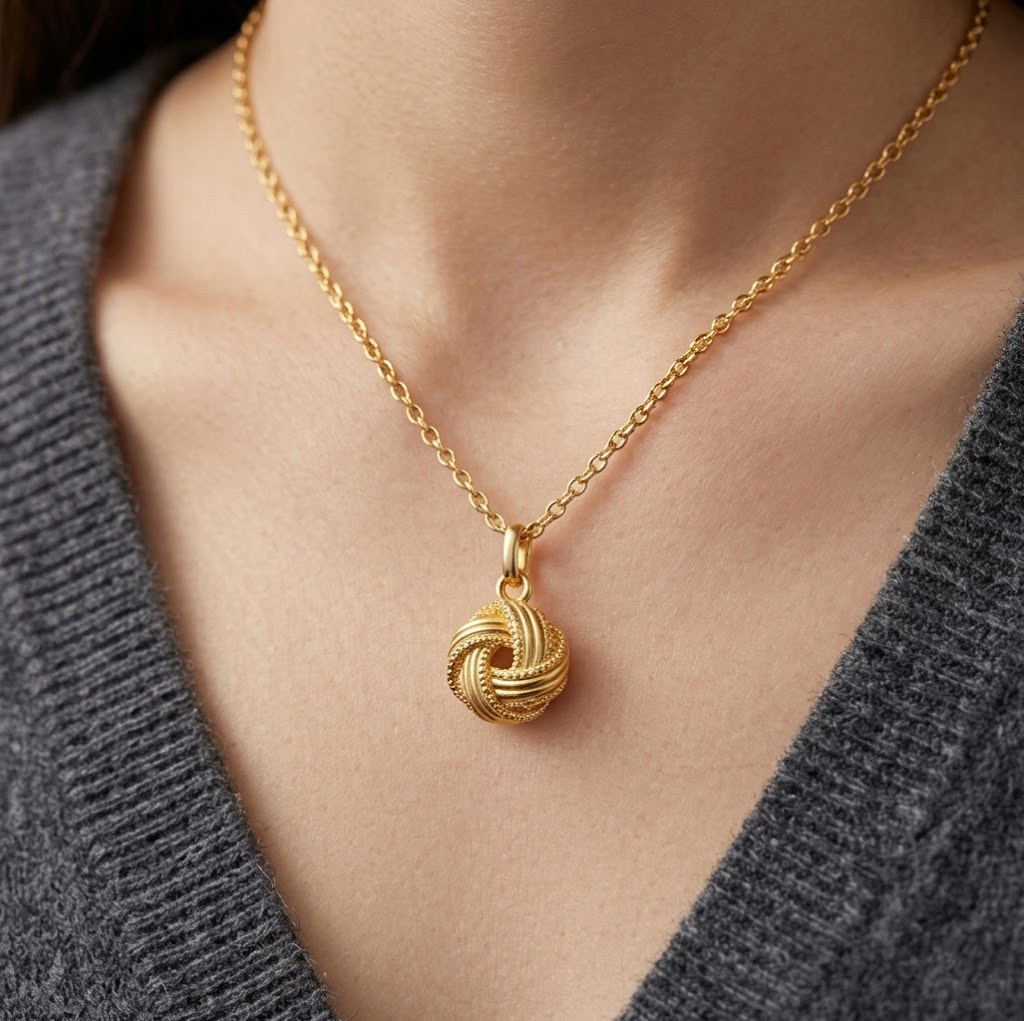 Textured Eternal Love Knot Necklace