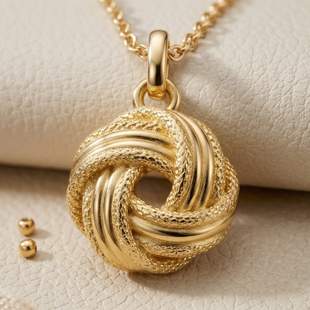 Textured Love Knot Pendant Necklace