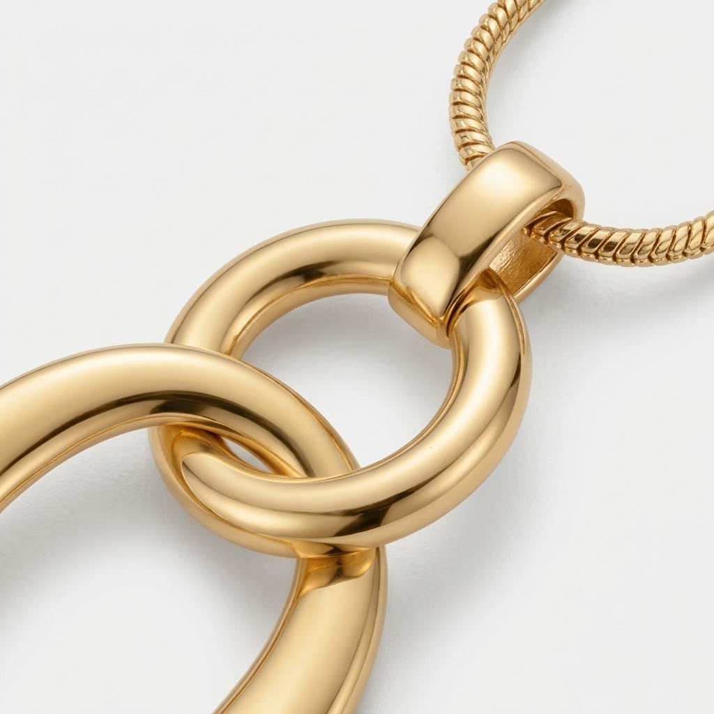 Sculptural Interlocking Oval Pendant Necklace