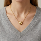 Gemini said Minimalist Puffed Heart Pendant Necklace