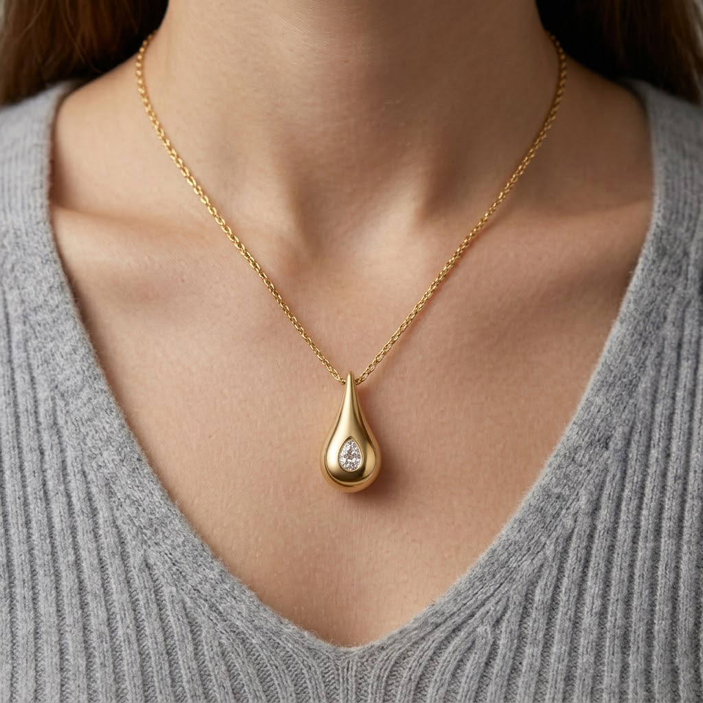 Radiant Teardrop Solitaire Pendant Necklace