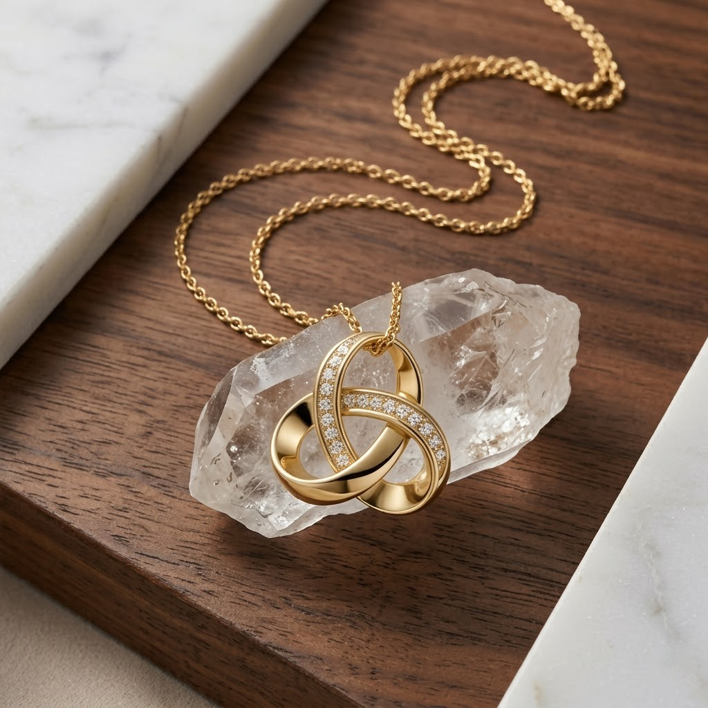 Interlocking Triple Loop Pendant Necklace