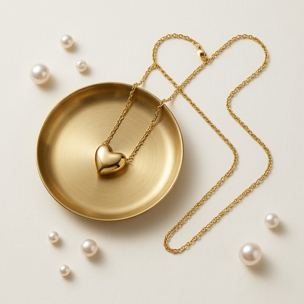 Gemini said Minimalist Puffed Heart Pendant Necklace