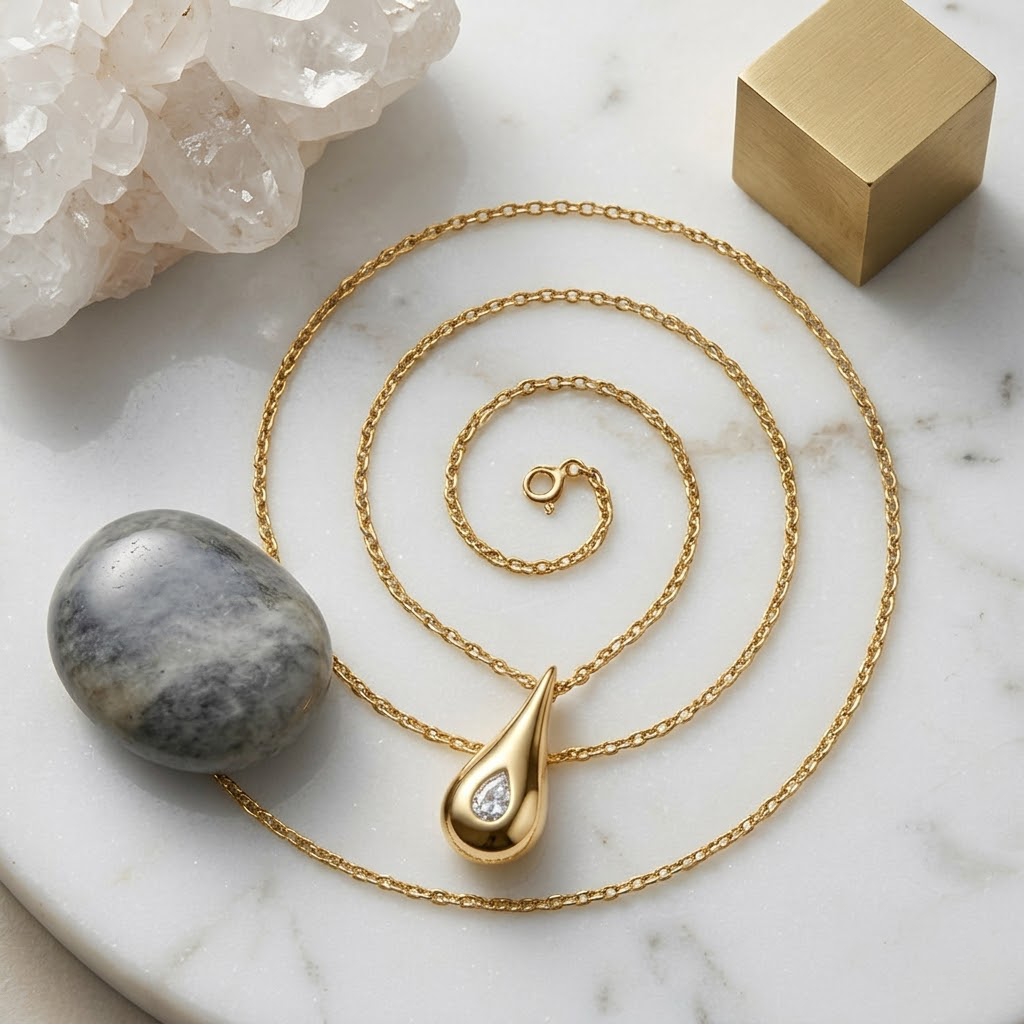 Radiant Teardrop Solitaire Pendant Necklace