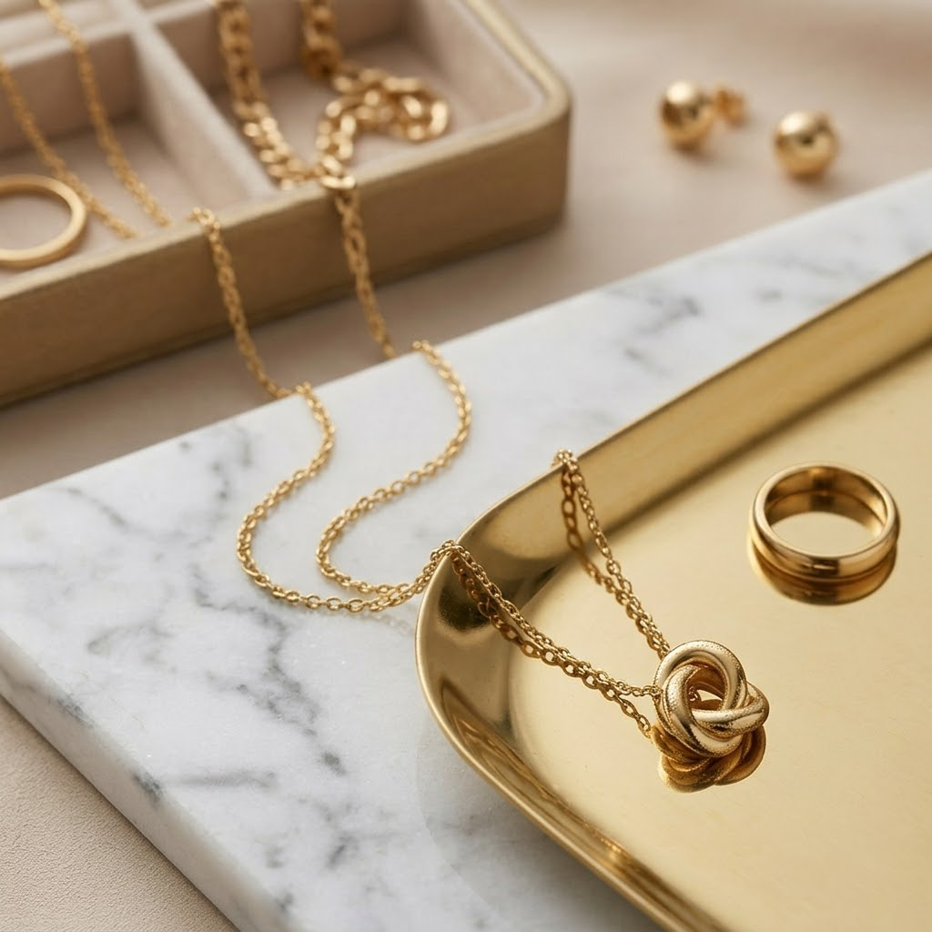 Minimalist Interlocking Double Ring Necklace