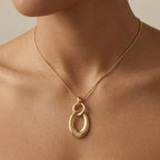 Sculptural Interlocking Oval Pendant Necklace