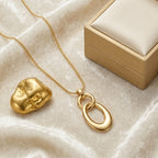 Sculptural Interlocking Oval Pendant Necklace