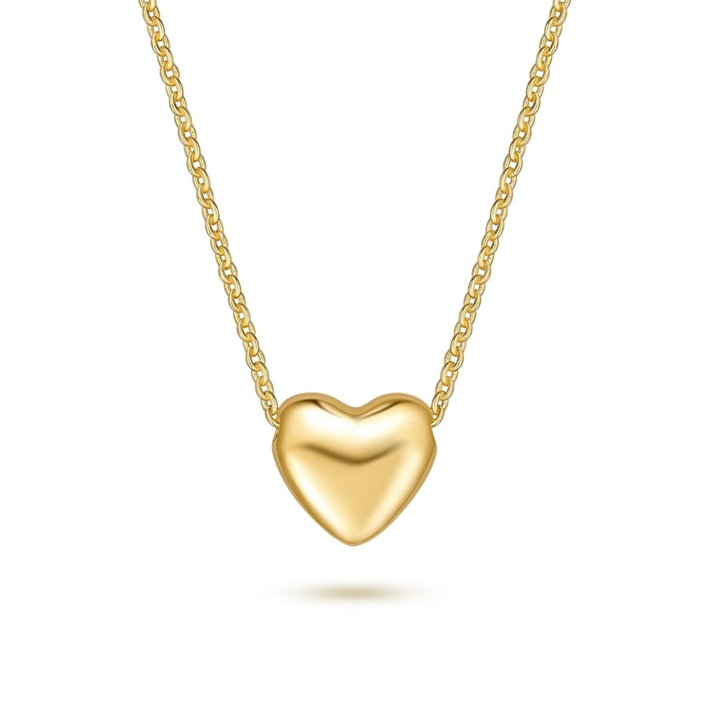 Gemini said Minimalist Puffed Heart Pendant Necklace