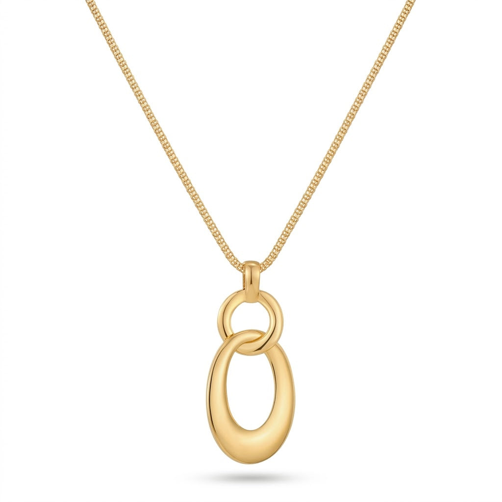 Sculptural Interlocking Oval Pendant Necklace