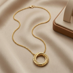 Interlocking Double Ring Pendant Necklace