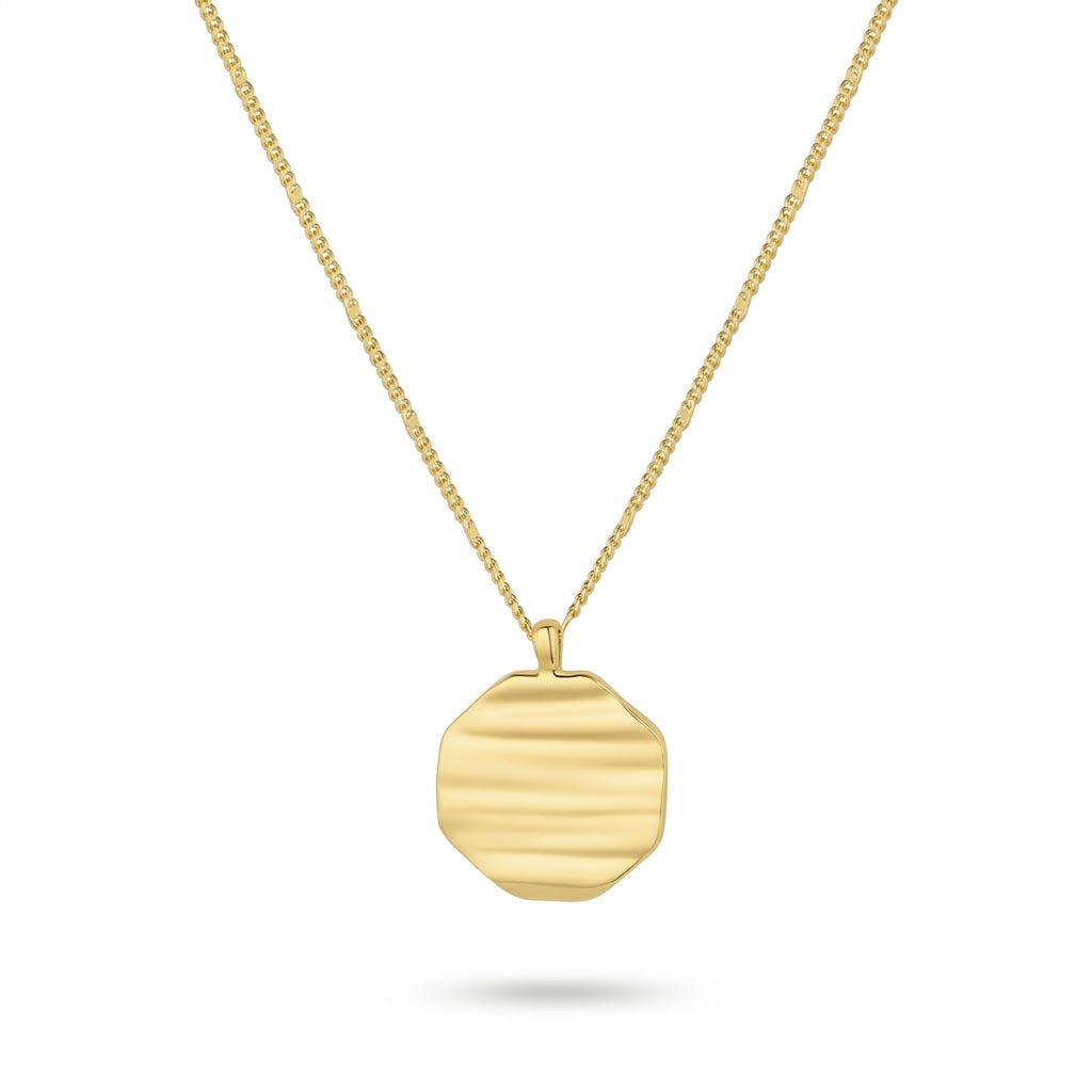 Rippled Octagon Medallion Necklace