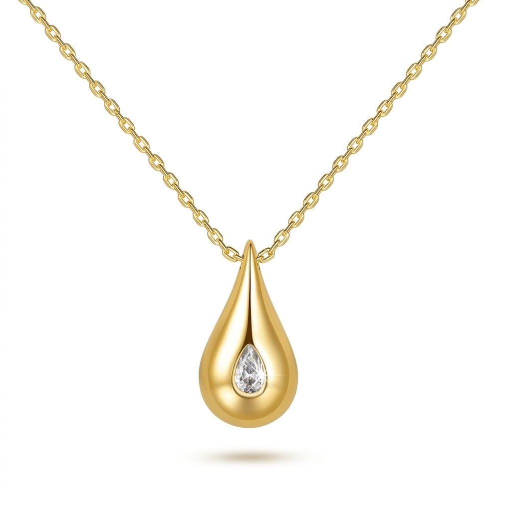 Radiant Teardrop Solitaire Pendant Necklace