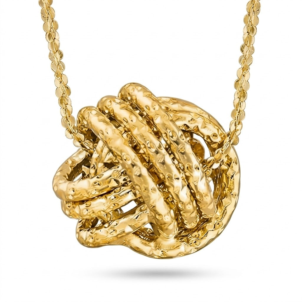 Textured Multi-Strand Knot Pendant Necklace