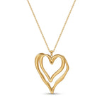 Sculptural Double Open-Heart Pendant Necklace