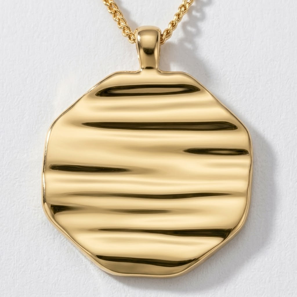 Rippled Octagon Medallion Necklace