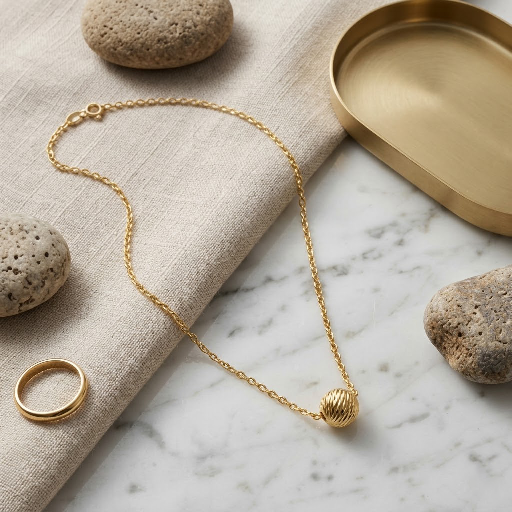 Diamond-Cut Sphere Pendant Necklace