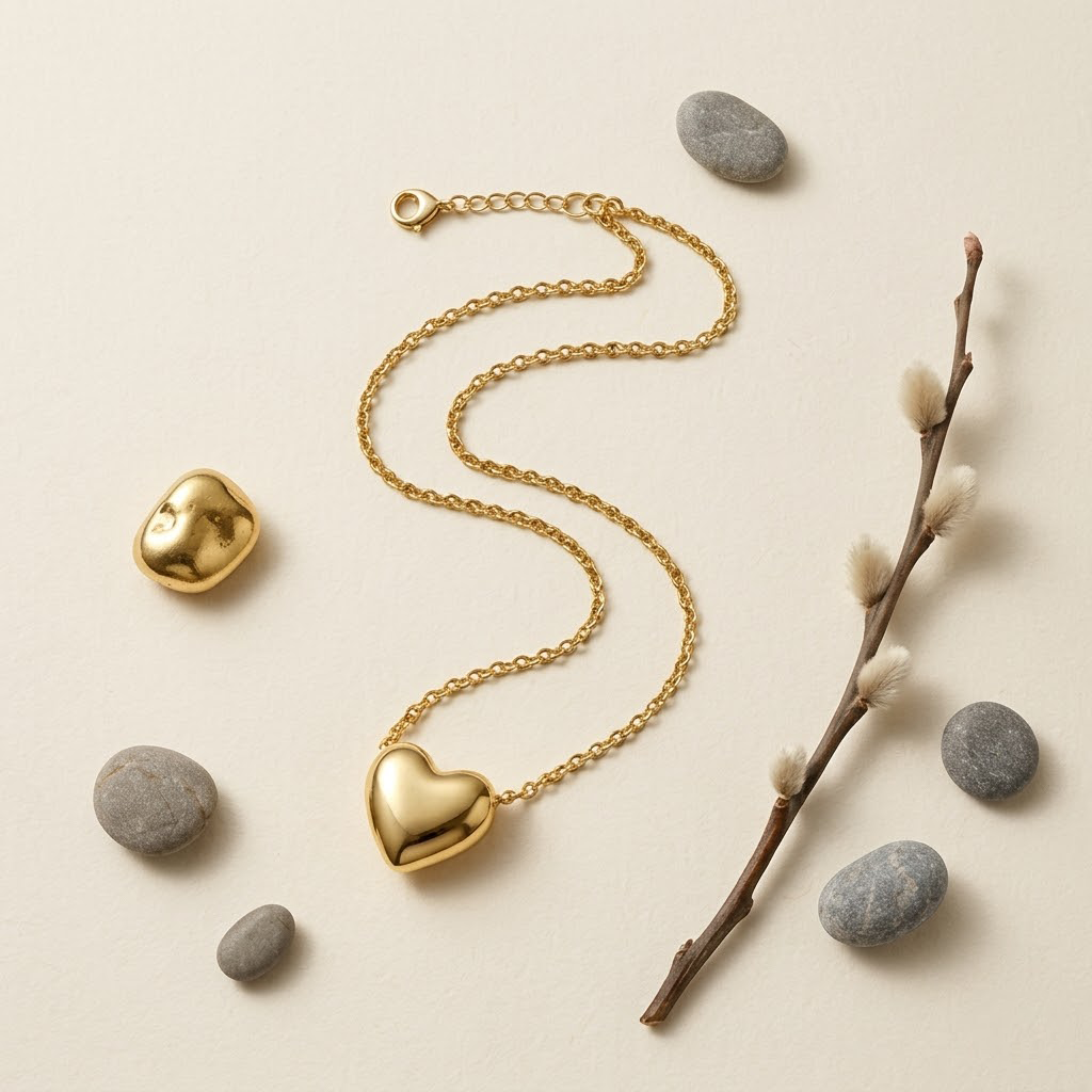 Gemini said Minimalist Puffed Heart Pendant Necklace